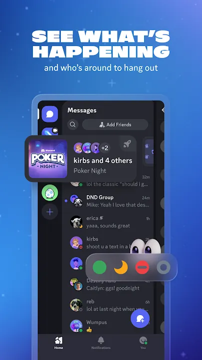 Discord में संदेशों की सूची और ऑनलाइन स्थिति के विकल्प