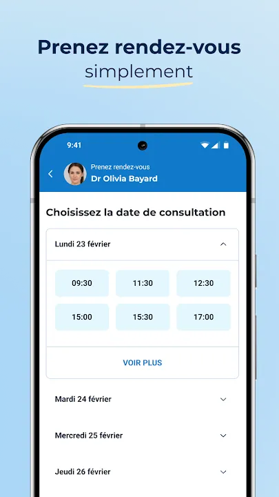 Choix d’un créneau horaire pour une consultation chez une généraliste