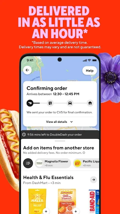 DoorDash order tracking with arrival time and items from other stores