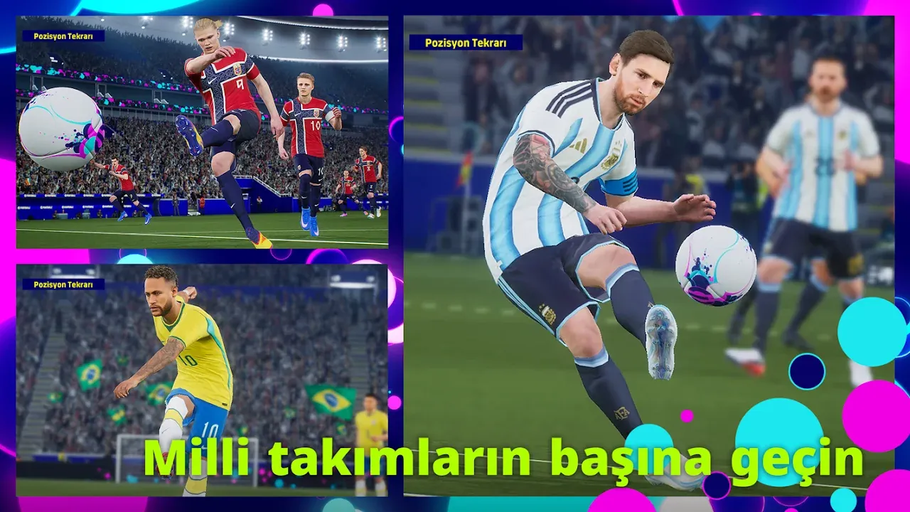 Arjantin ve Brezilya formalı futbolcularla maç sahneleri