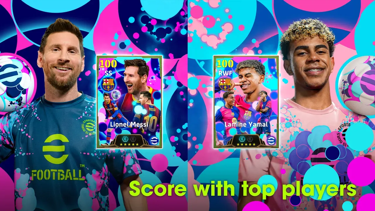eFootball प्रोमो में मेसी, लामिन यमाल और उनके कार्ड