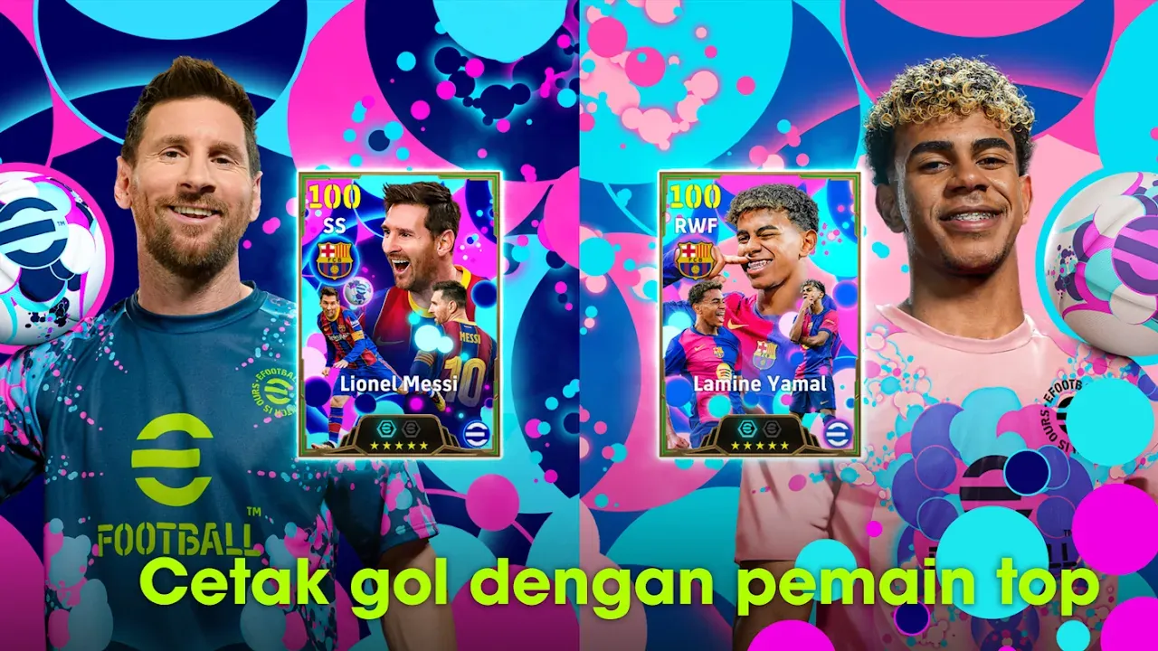 Promo eFootball bergambar Messi dan Lamine Yamal beserta kartunya