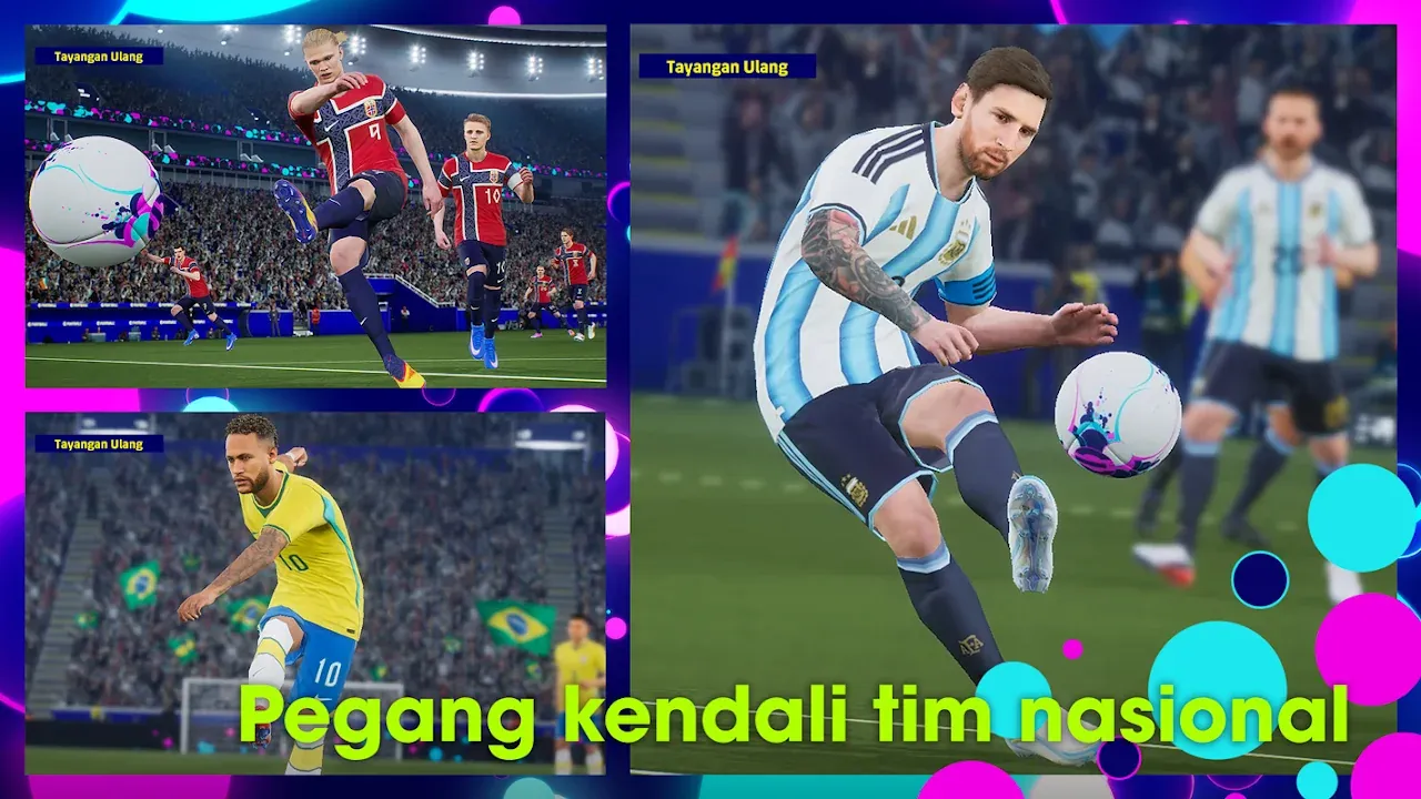 Pemain berseragam Argentina dan Brasil menendang bola