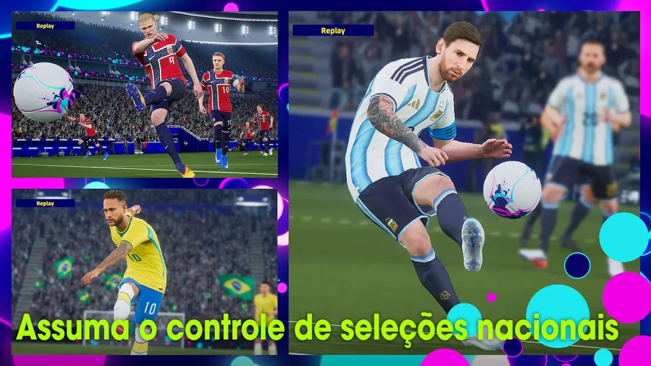 Jogador da Argentina chuta a bola em partida com replays