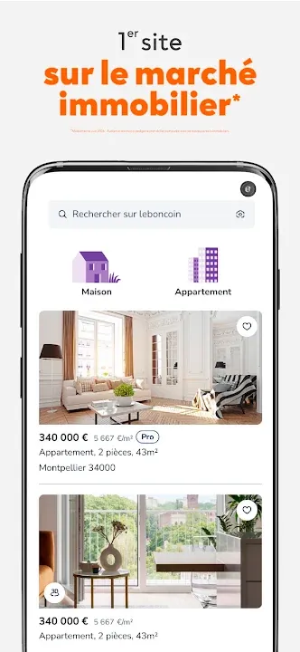 Recherche immobilière leboncoin avec appartements à vendre à Montpellier