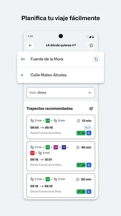 Trayectos recomendados en Renfe Cercanías desde Fuente de la Mora