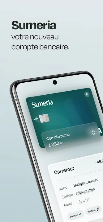 Carte bancaire Sumeria et dépense chez Carrefour sur un téléphone