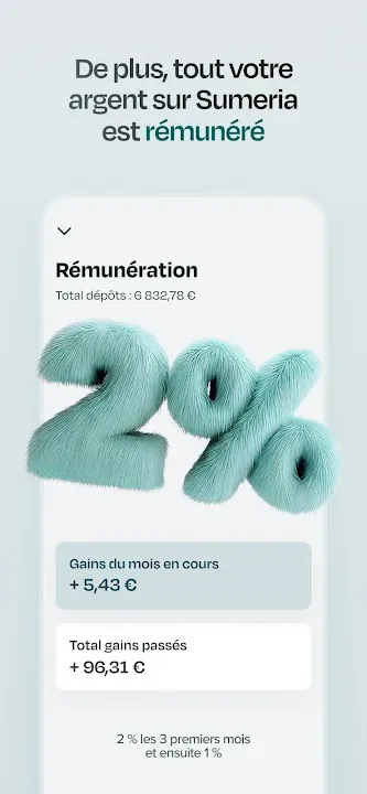 Rémunération à 2 % sur Sumeria avec gains mensuels et totaux