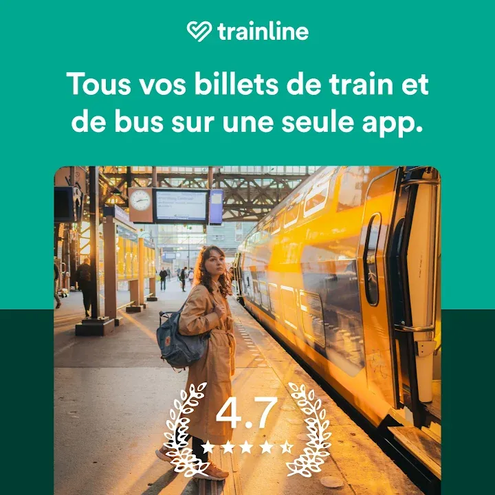 Voyageuse sur un quai devant un train jaune, note de 4,7