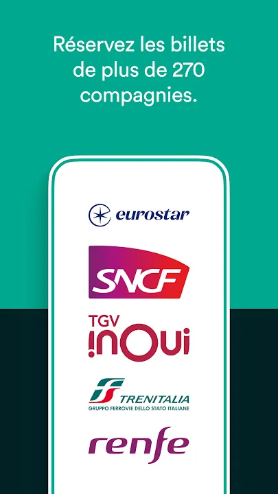 Logos Eurostar, SNCF, TGV inOui, Trenitalia et Renfe dans Trainline